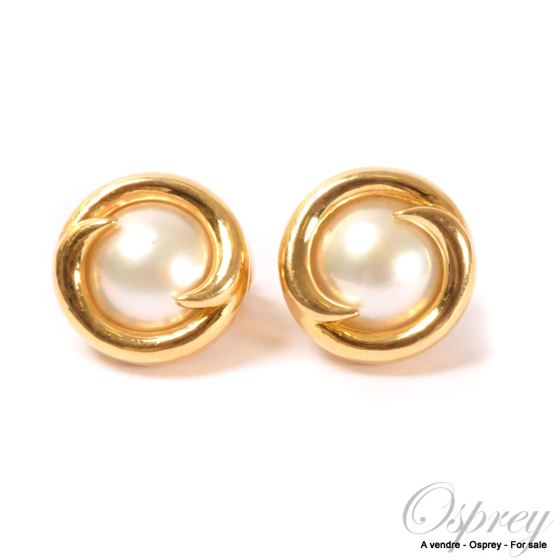 Yellow gold pearl earrings Osprey Paris