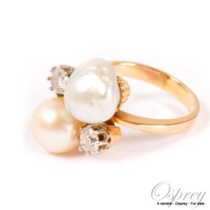 Pearl and diamond ring