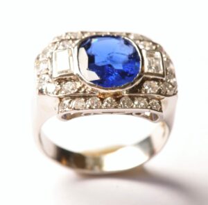 Art Deco sapphire diamond ring - Image 5