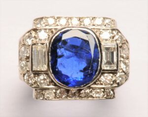 Art Deco sapphire diamond ring - Image 3