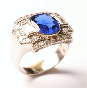 Art Deco sapphire diamond ring - Image 2