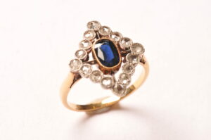 Antique diamond and sapphire ring