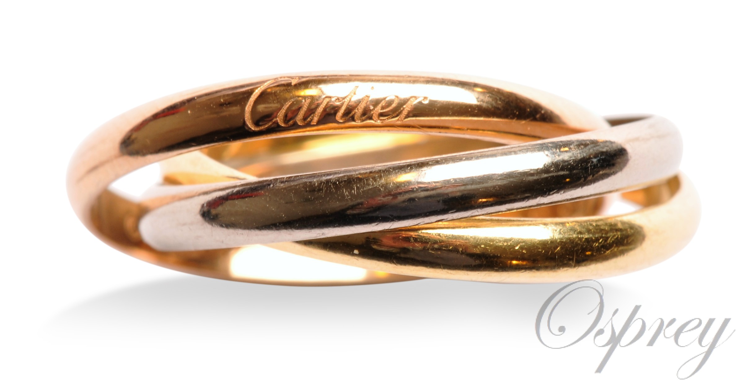 Alliance trois ors Cartier, Osprey Paris, achat et vente de bijoux anciens, diamants, perles, au meilleur prix