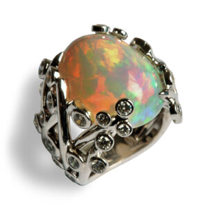 Opal and diamond ring