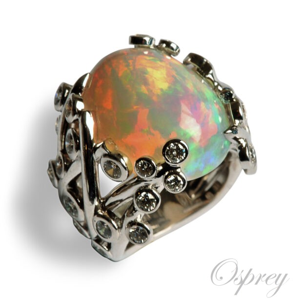 Opal and diamond ring