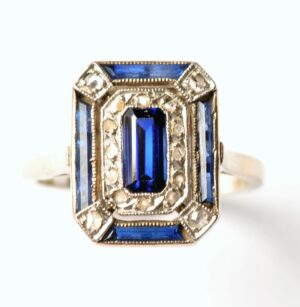 Bague Art Deco saphir diamant