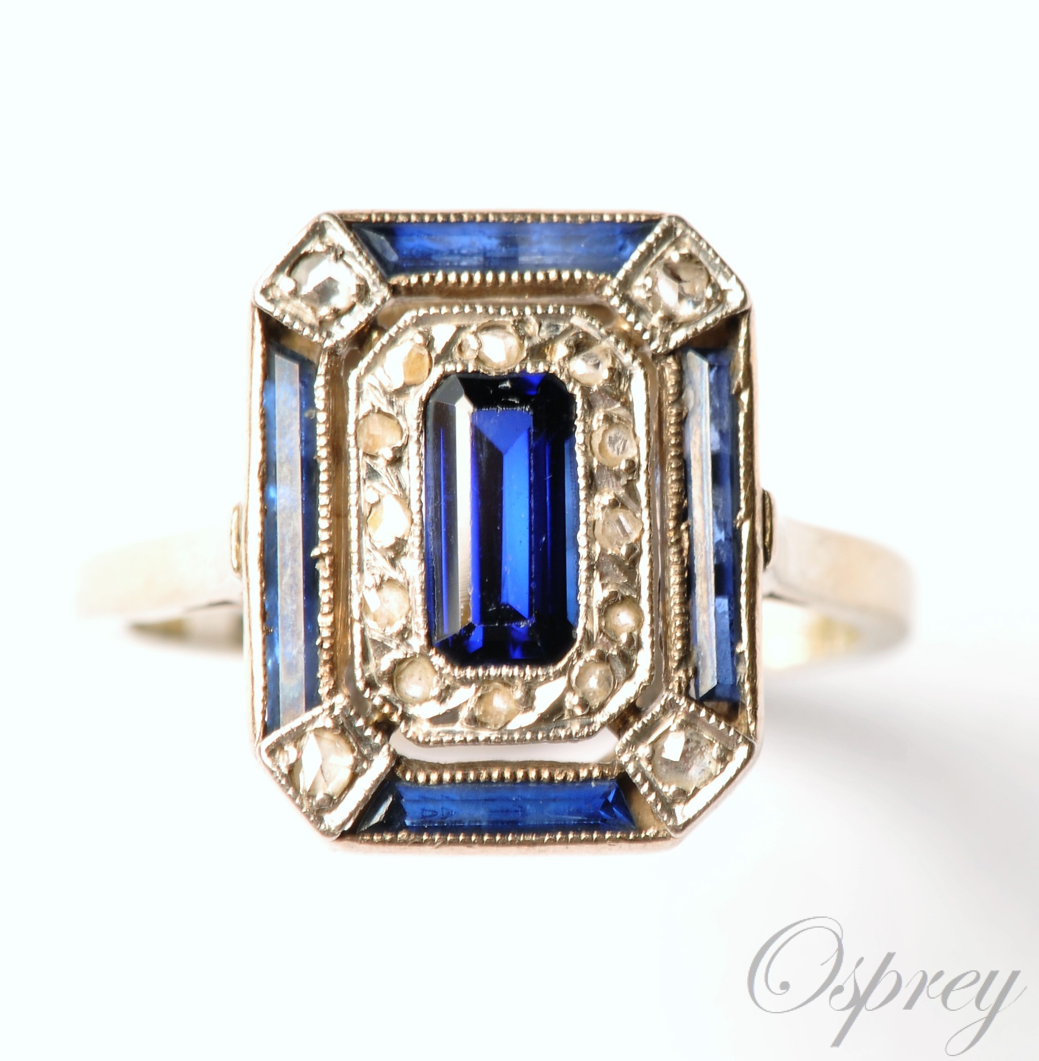 Art Deco sapphire diamond ring Osprey Paris