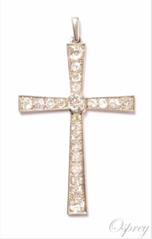 Croix diamant ancienne en or blanc, achat et vente de monnaies anciennes et modernes, au meilleur prix Osprey Paris