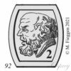 Hallmark of Socrates facing left
