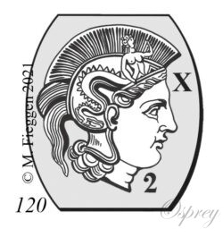 Hallmark of Minerva's head without lock of hair on the temple in a truncated oval frame.