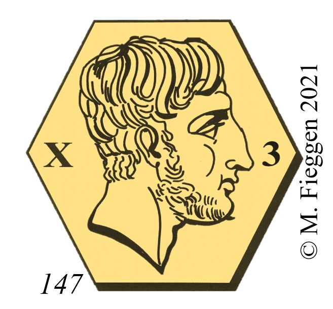 147. Poinçon hexagonal de buste de médecin grec à droite - Osprey Paris
