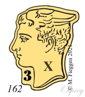 Hallmark of Mercury's head facing left (3rd title) surrounded by a shaped border