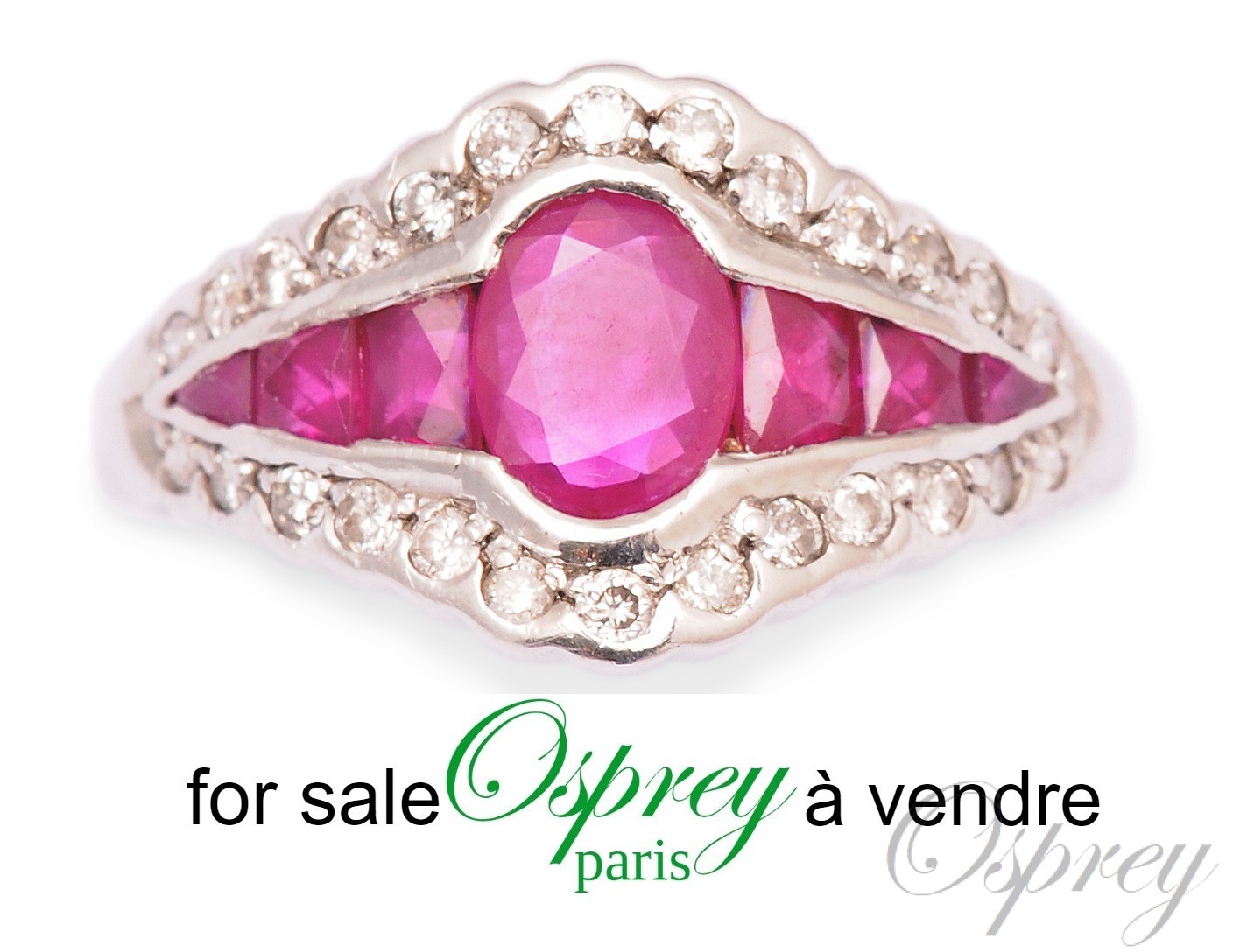 bague or blanc diamants et rubis osprey Paris