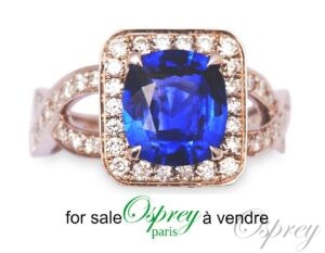 bague en or blanc, saphir et diamants, anneau embelli. osprey paris