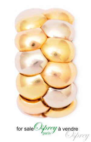 bague semi souple avec des boules en or 3 couleurs