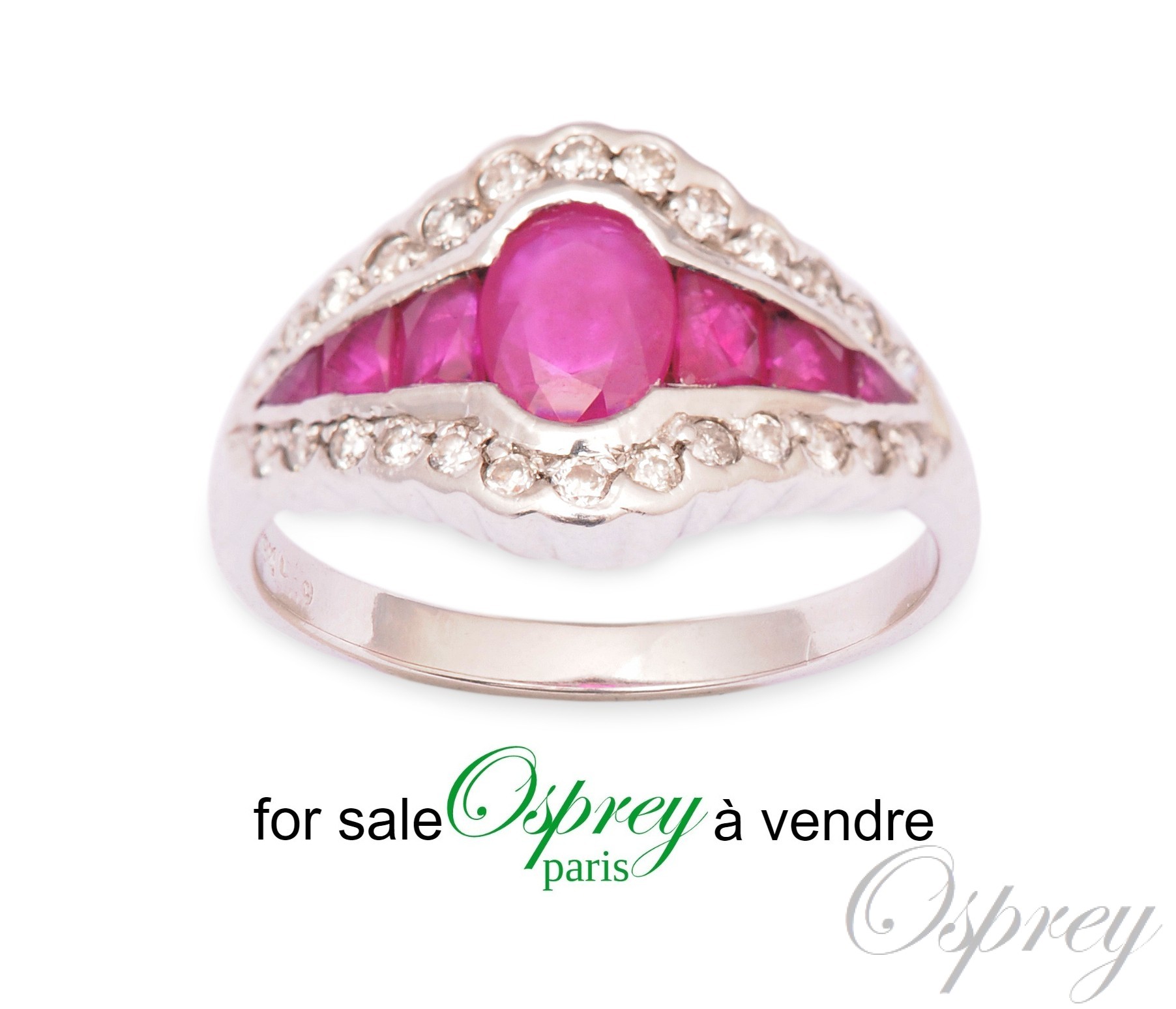 bague or blanc diamants et rubis osprey Paris